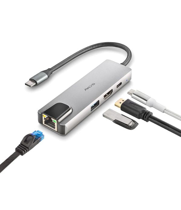 NGS HUB USB-C 4 Porte RJ45 Hdmi Usb-c Usb 3.0 Alluminio