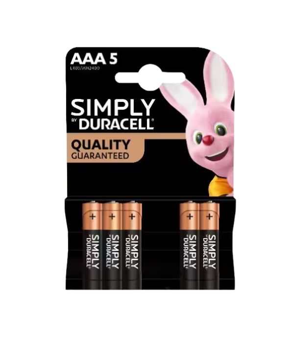 Duracell Batterie Mini Stilo AAA Simply LR03 MN2400 1Cnf/5pz