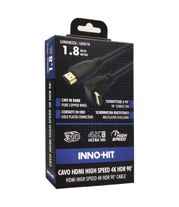 Inno-Hit Cavo HDMI High-Speed Connettore 90° 4K HDR 1.8m Nero